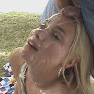 Jizz on face - outdoor